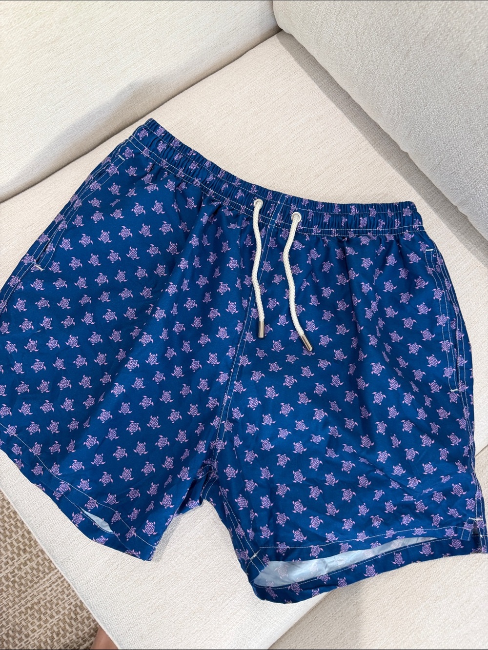 Men's Navy Blue Patterned Swim/Beach Shorts